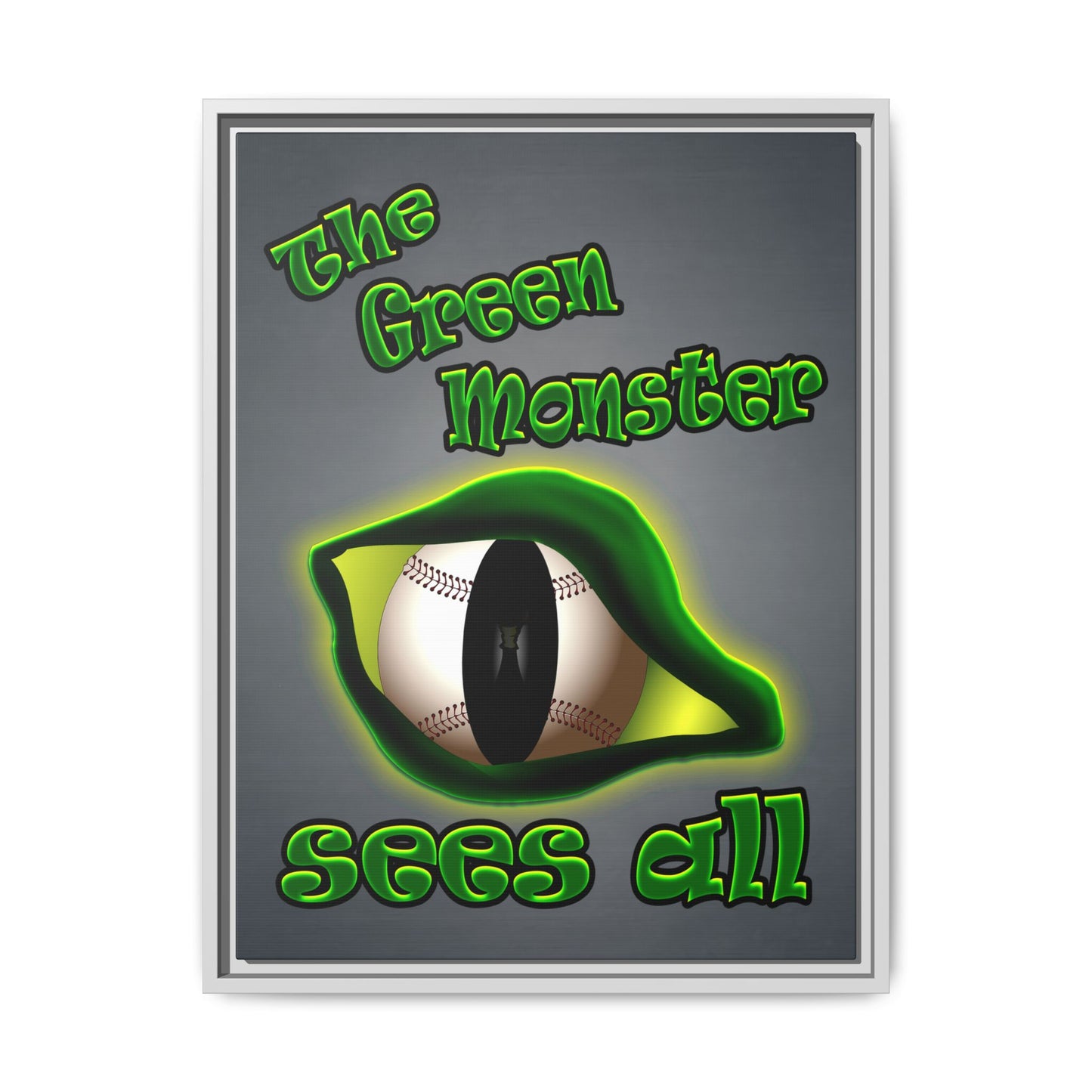 green monster - framed canvas art (grey-light grey)