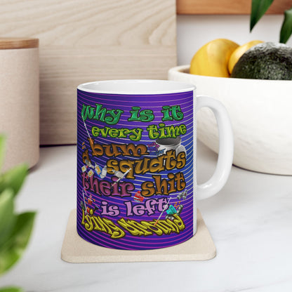 the bum's shit - White Mug (purple wave)