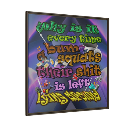 the bum's shit - framed canvas art (grey-pink wave)
