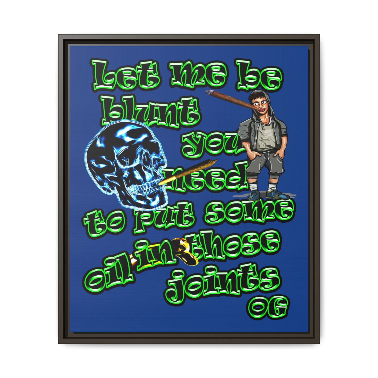og - framed canvas art (dark blue)