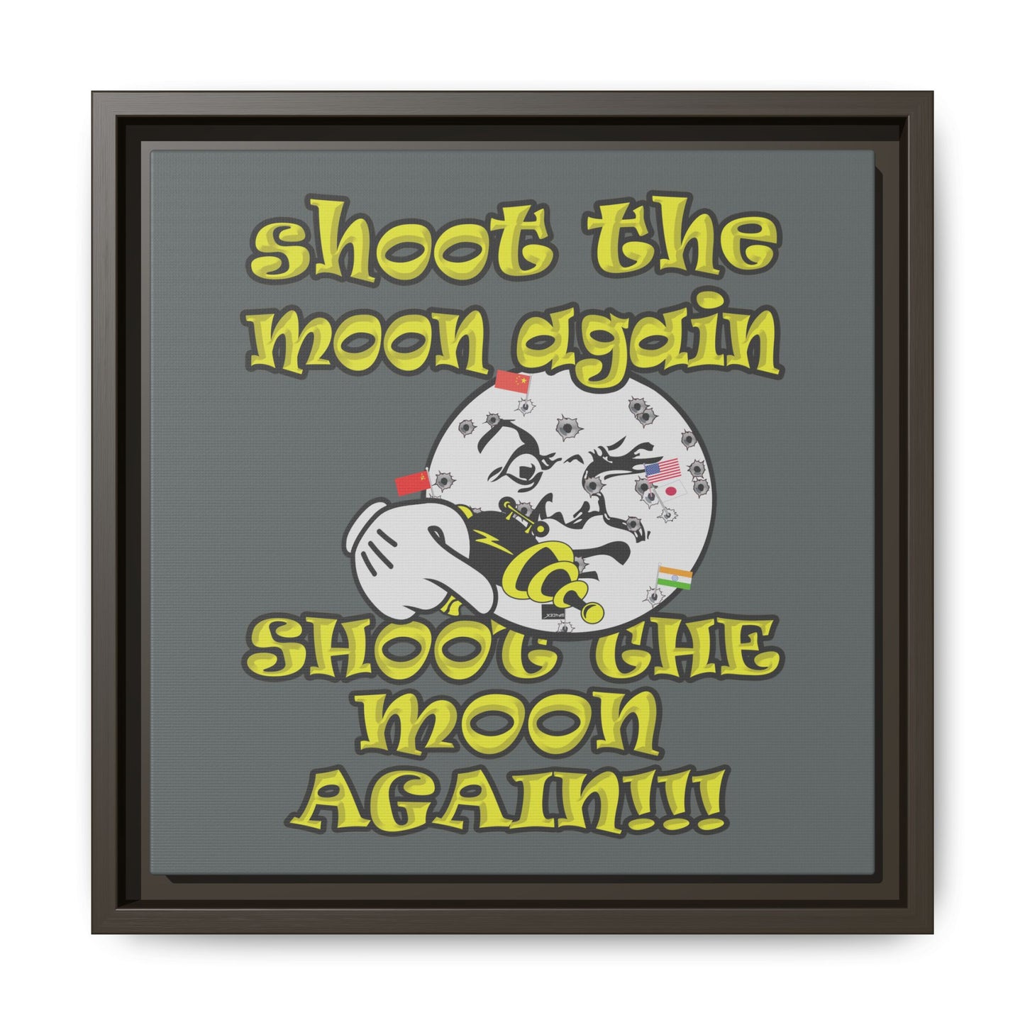 shoot the moon again - framed canvas art (dark grey)