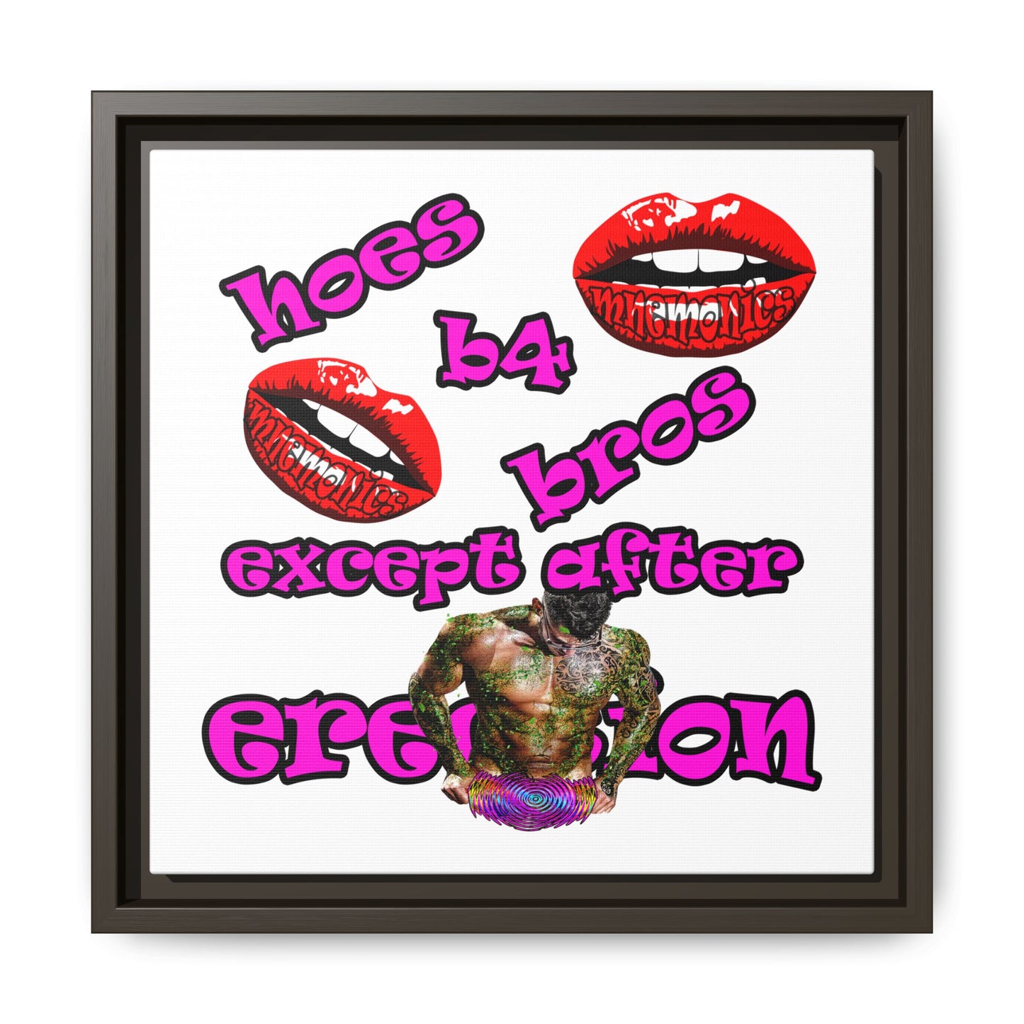 hoes b4 bros - framed canvas art (white)