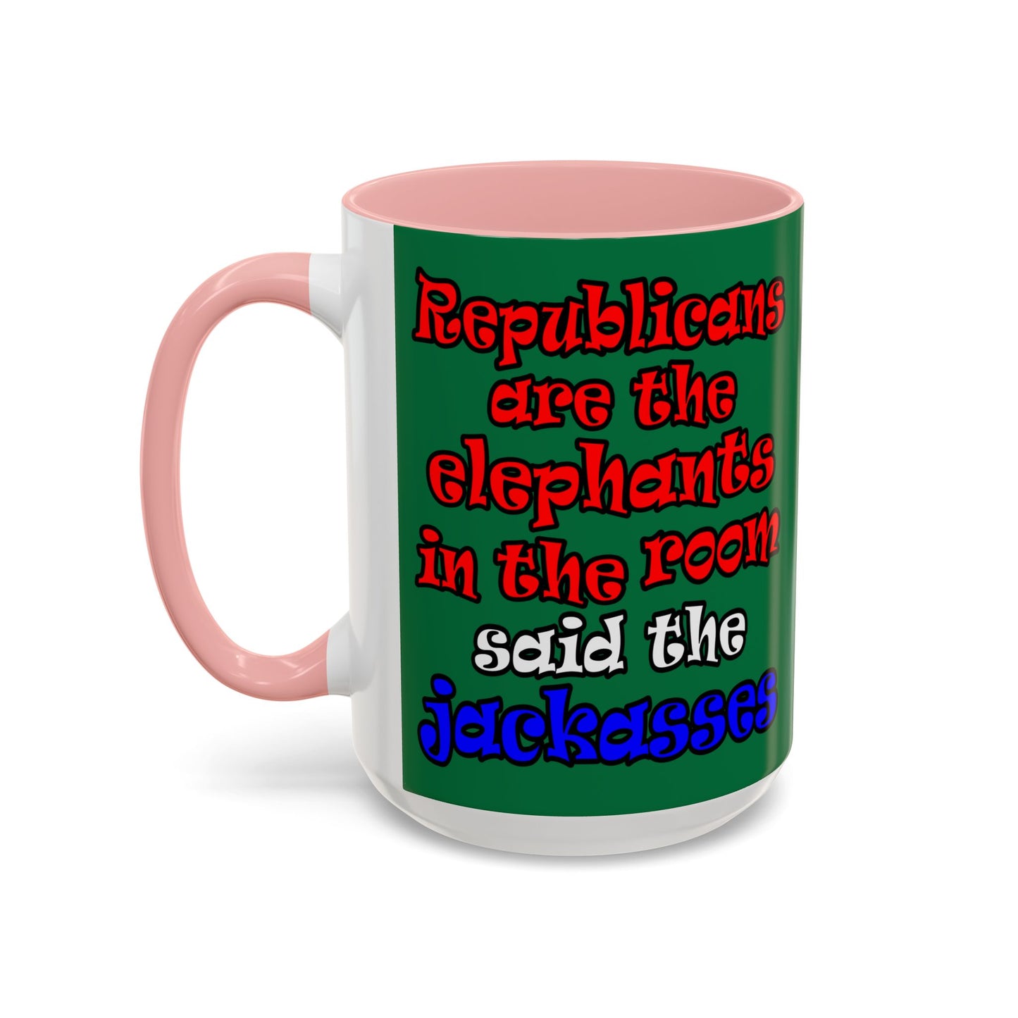 donkeys and elephants - Accent Mug (dark green)