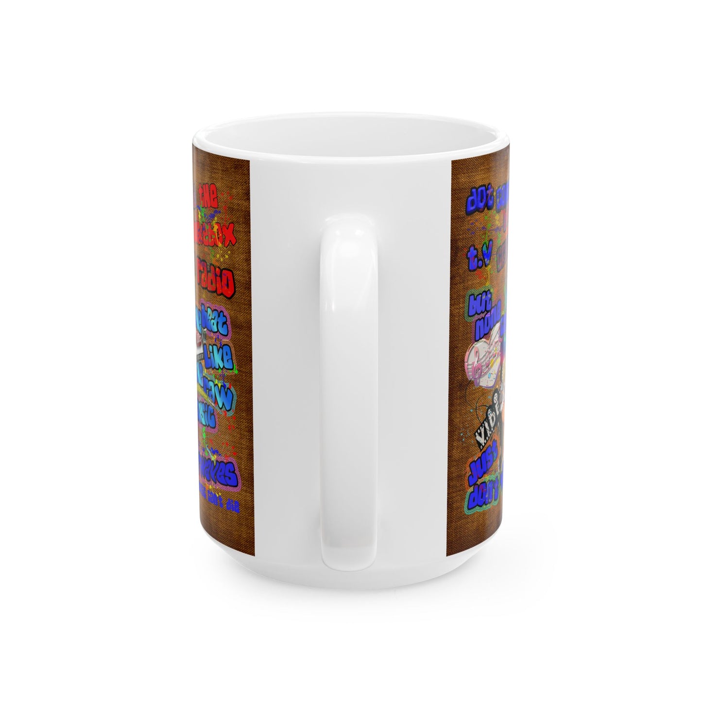 drop the beat - White Mug (brown papyrus)