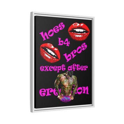 hoes b4 bros - framed canvas art (black)
