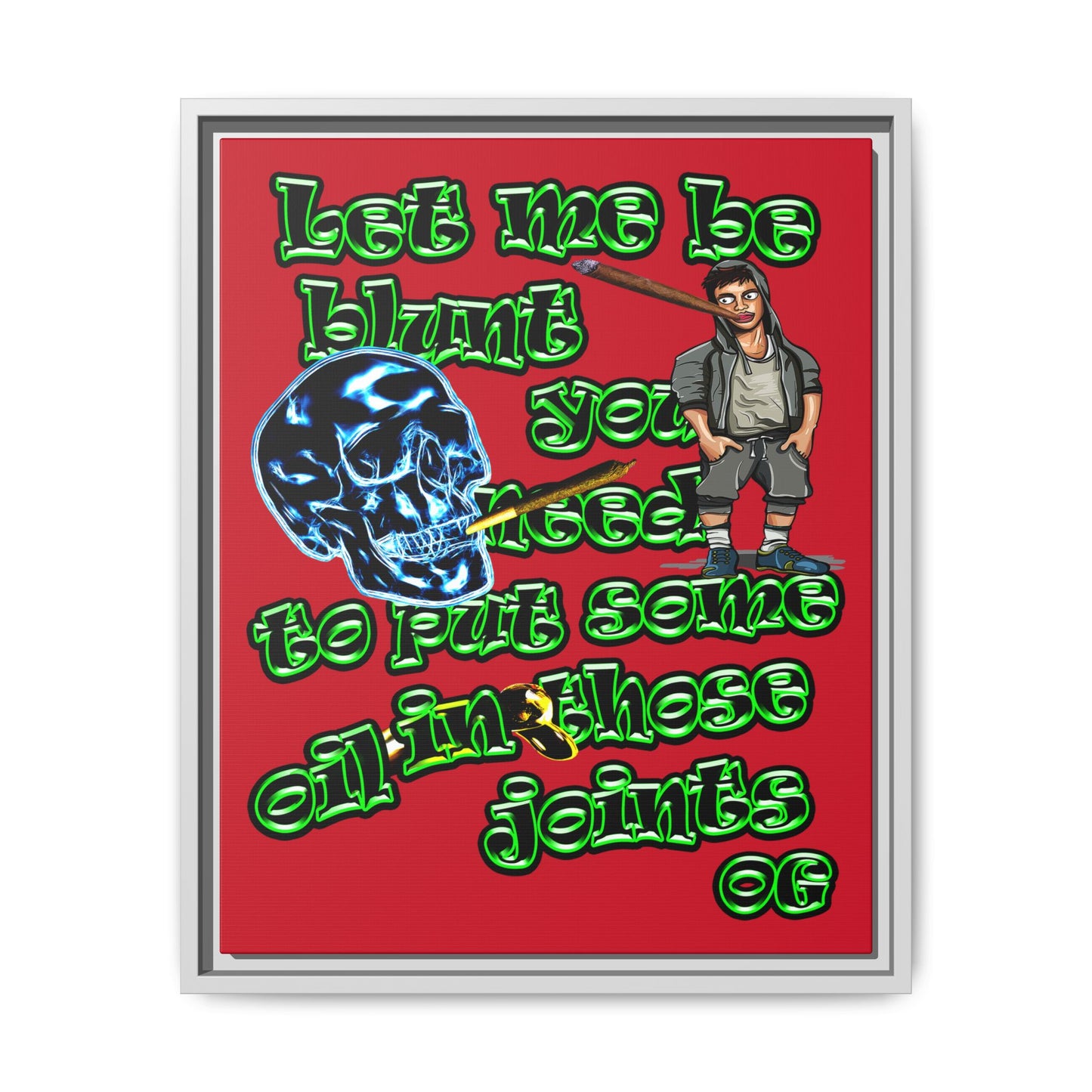 og - framed canvas art (dark red)