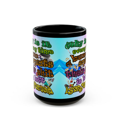 the bum's shit - Black Mug (light blue-pink wave)