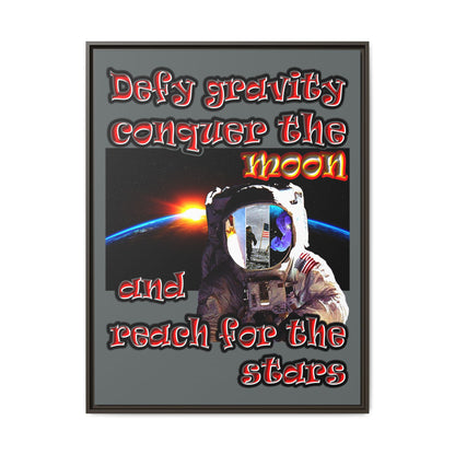 defy conquer reach - framed canvas art (dark grey)