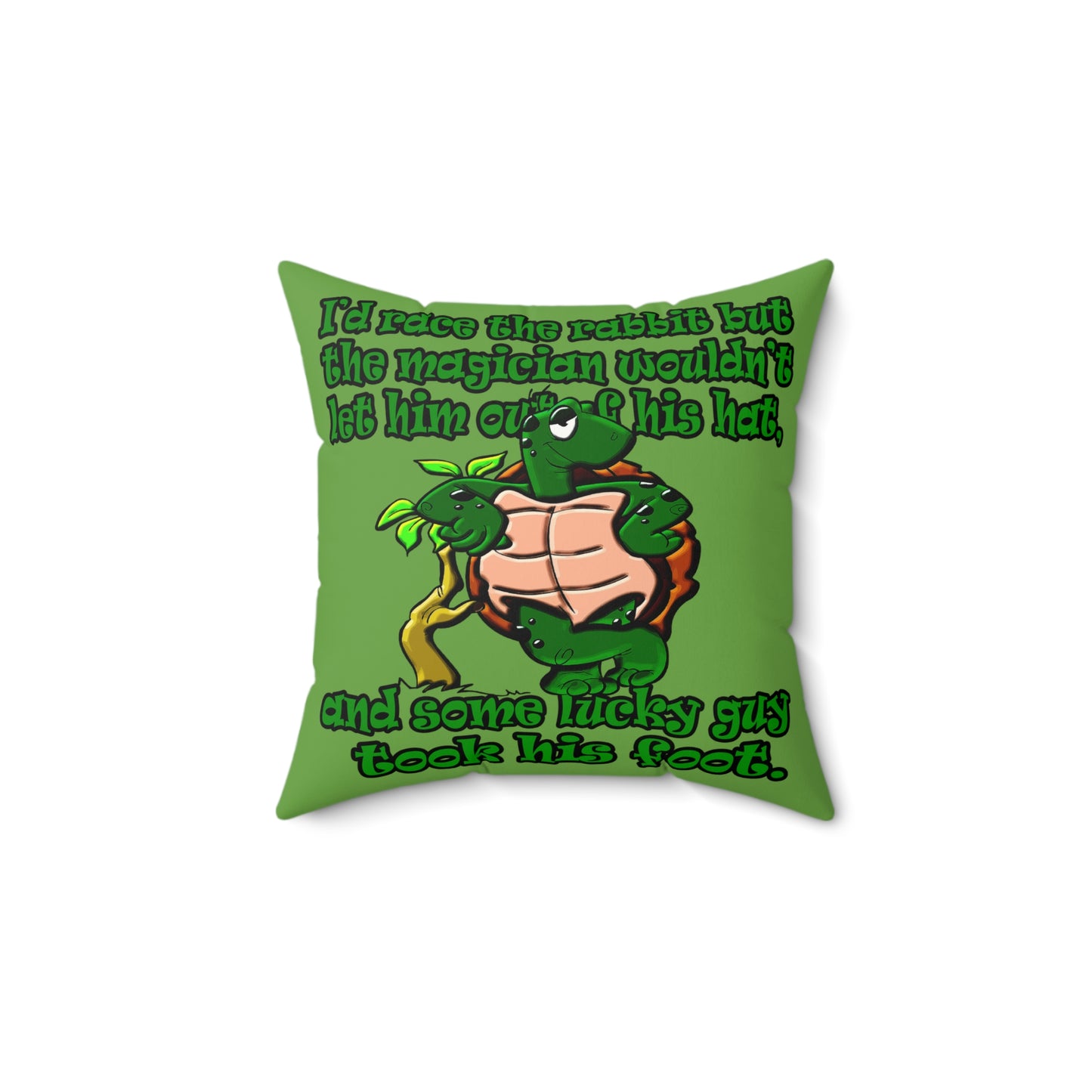 turtle race - Faux Suede Square Pillow - (green)