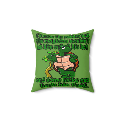 turtle race - Faux Suede Square Pillow - (green)