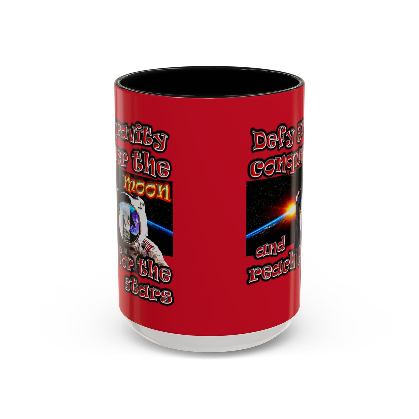 defy conquer reach - Accent Mug (dark red)
