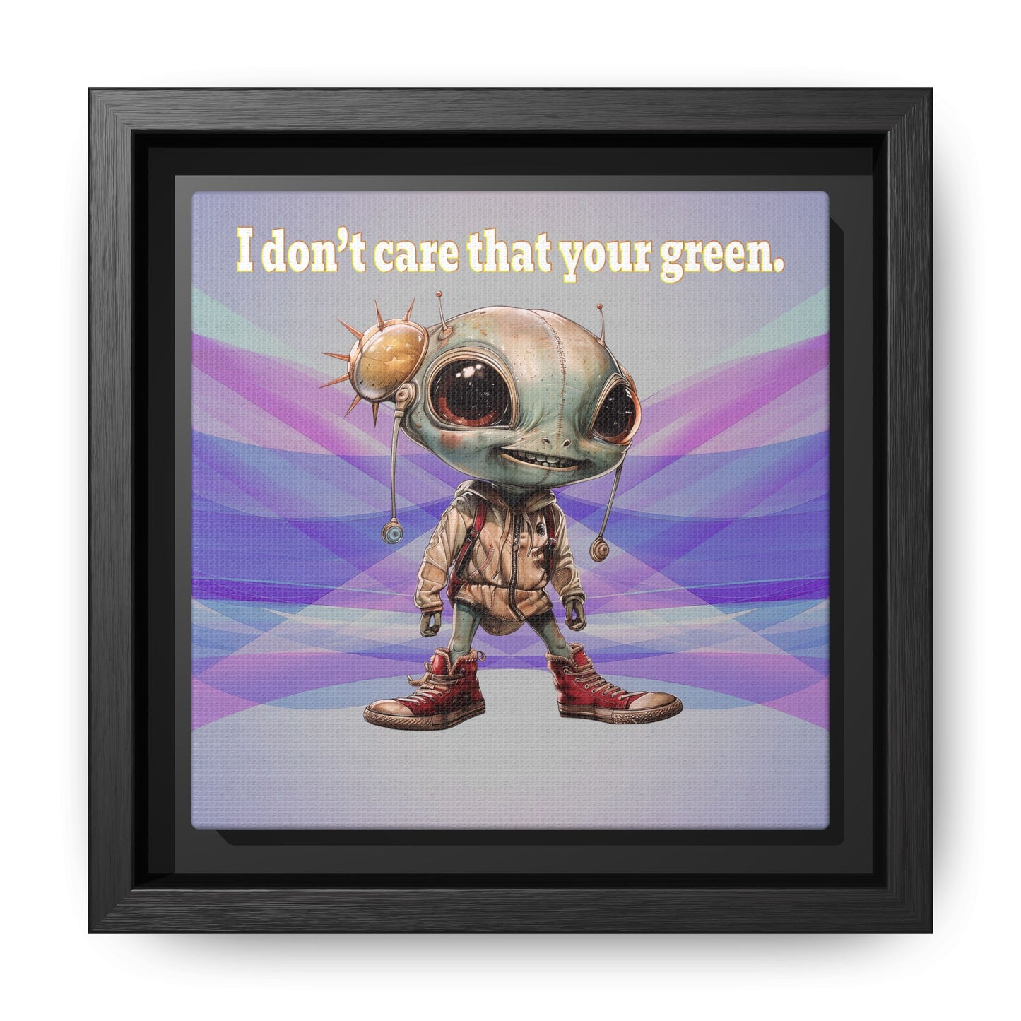 I don't care that your green - framed canvas art (light blue-pink wave)