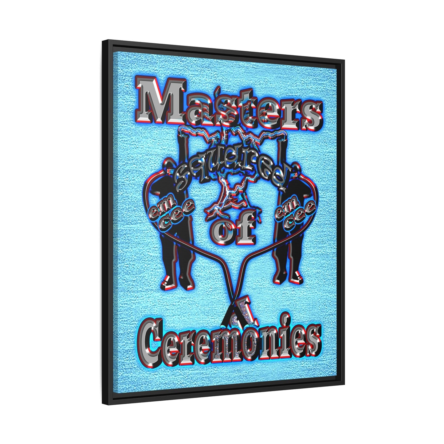 em cee squared - framed canvas art (faded blue)