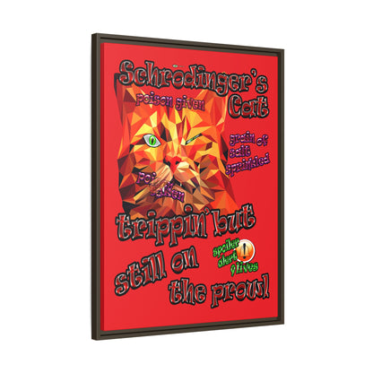 schrodinger's cat - framed canvas art (red)