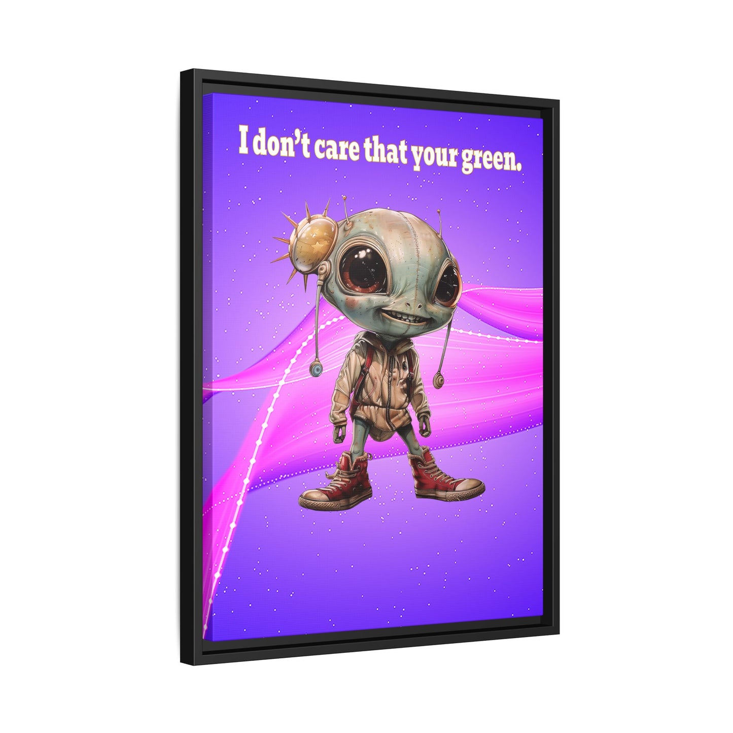 I don't care that your green - framed canvas art (purple-pink wave)