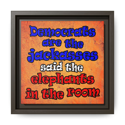 donkeys and elephants - framed canvas art (burnt orange)