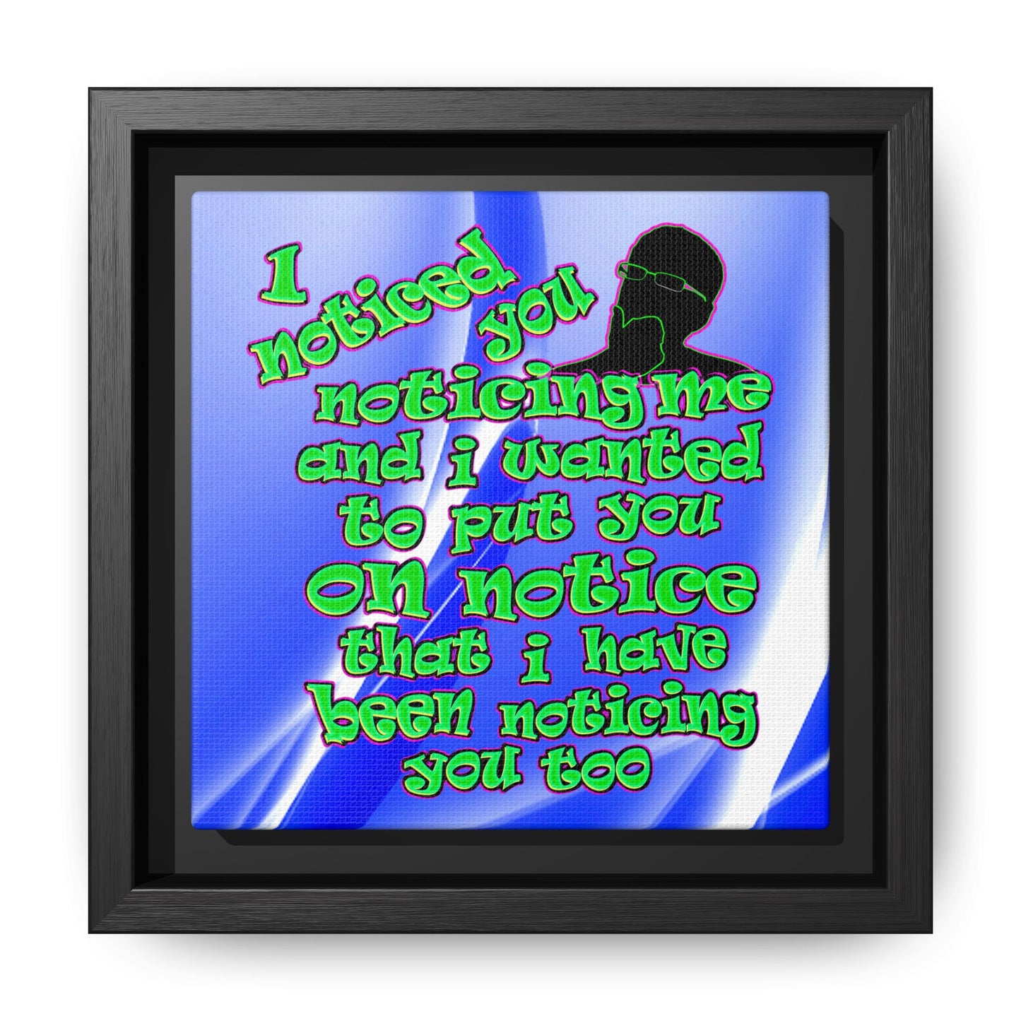noticed you noticing - framed canvas art (blue-white wave)