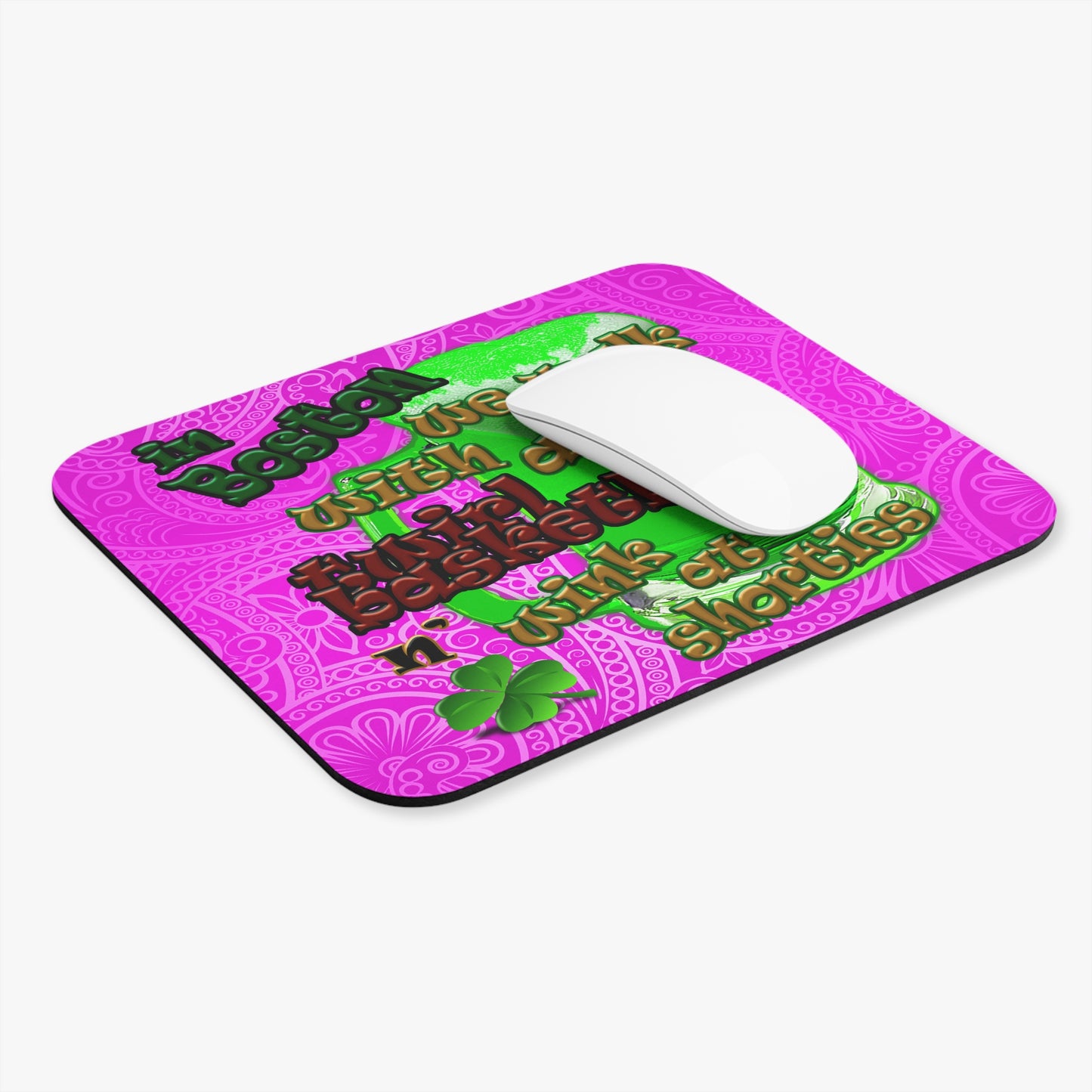 celtics logo - Mouse Pad (Rectangle) (pink swirl)