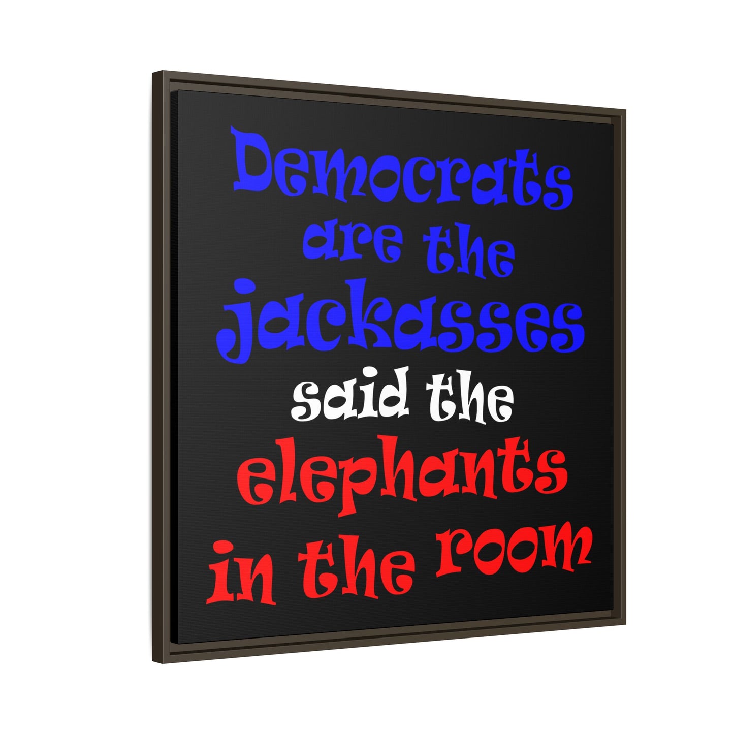 donkeys and elephants - framed canvas art (black)