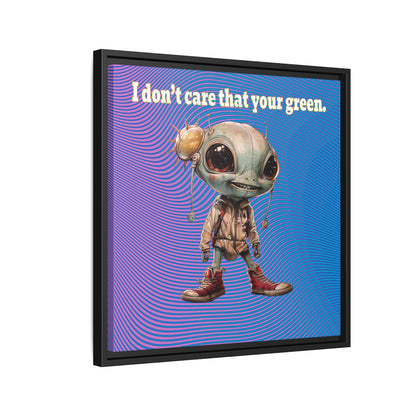 I don't care that your green - framed canvas art (light blue-purple wave)