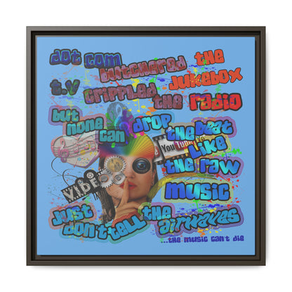 drop the beat - framed canvas art (light blue)