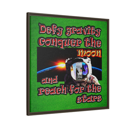 defy conquer reach - framed canvas art (green turf)