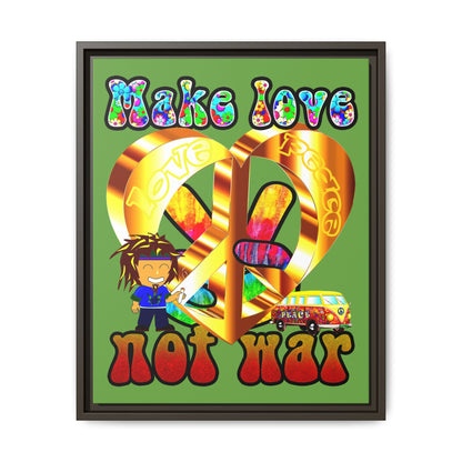 love peace - framed canvas art (green)