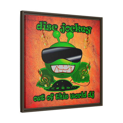 disc jockey - framed canvas art (burnt orange)
