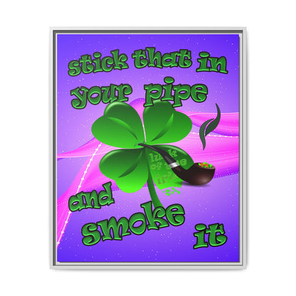 stick that in your pipe and smoke it - framed canvas art (purple-pink wave)