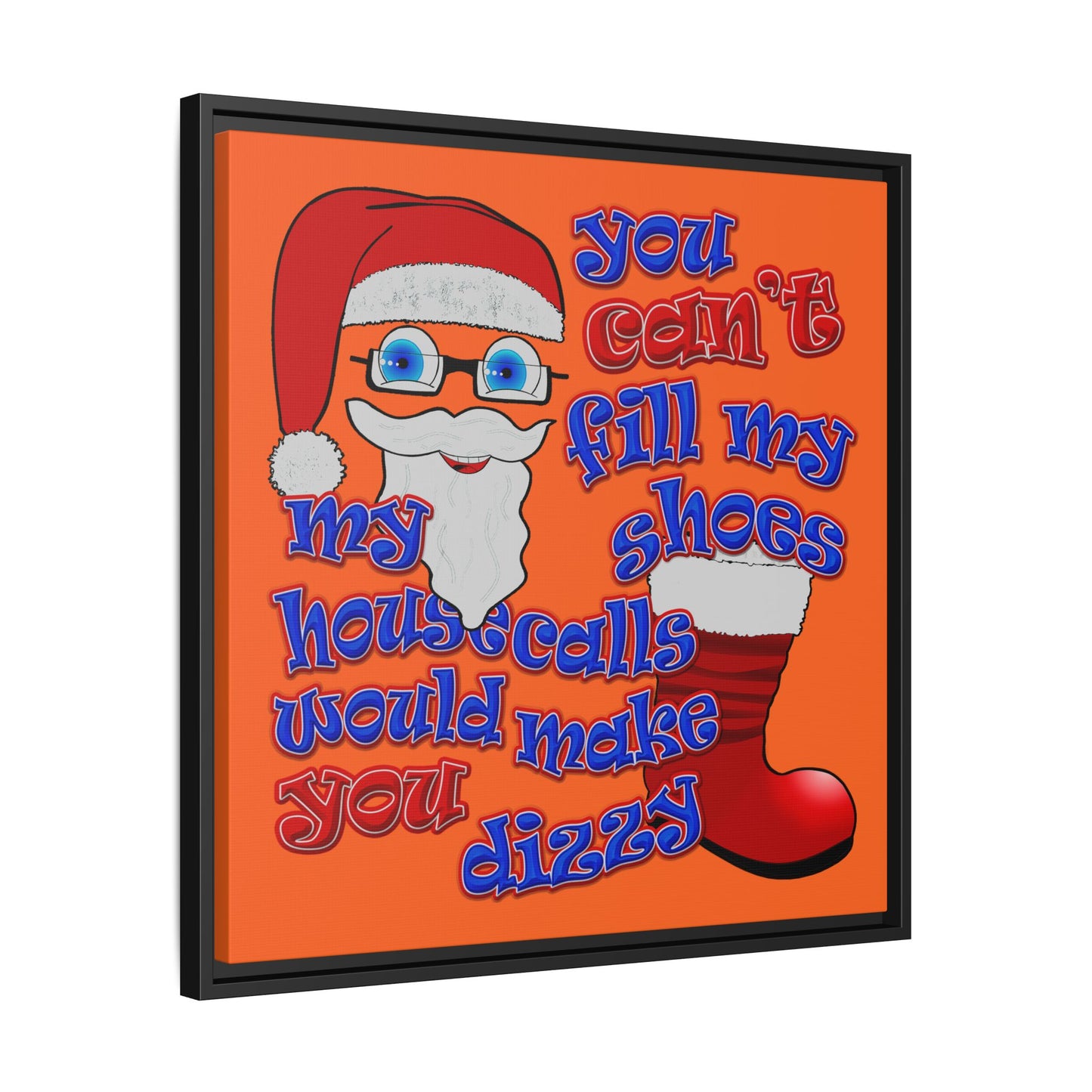 santa's shoes - framed canvas art (orange)