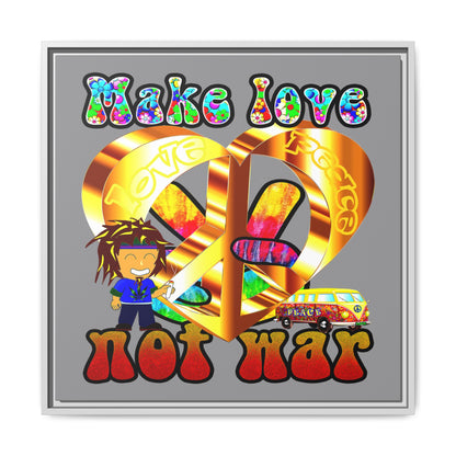 love peace - framed canvas art (grey)