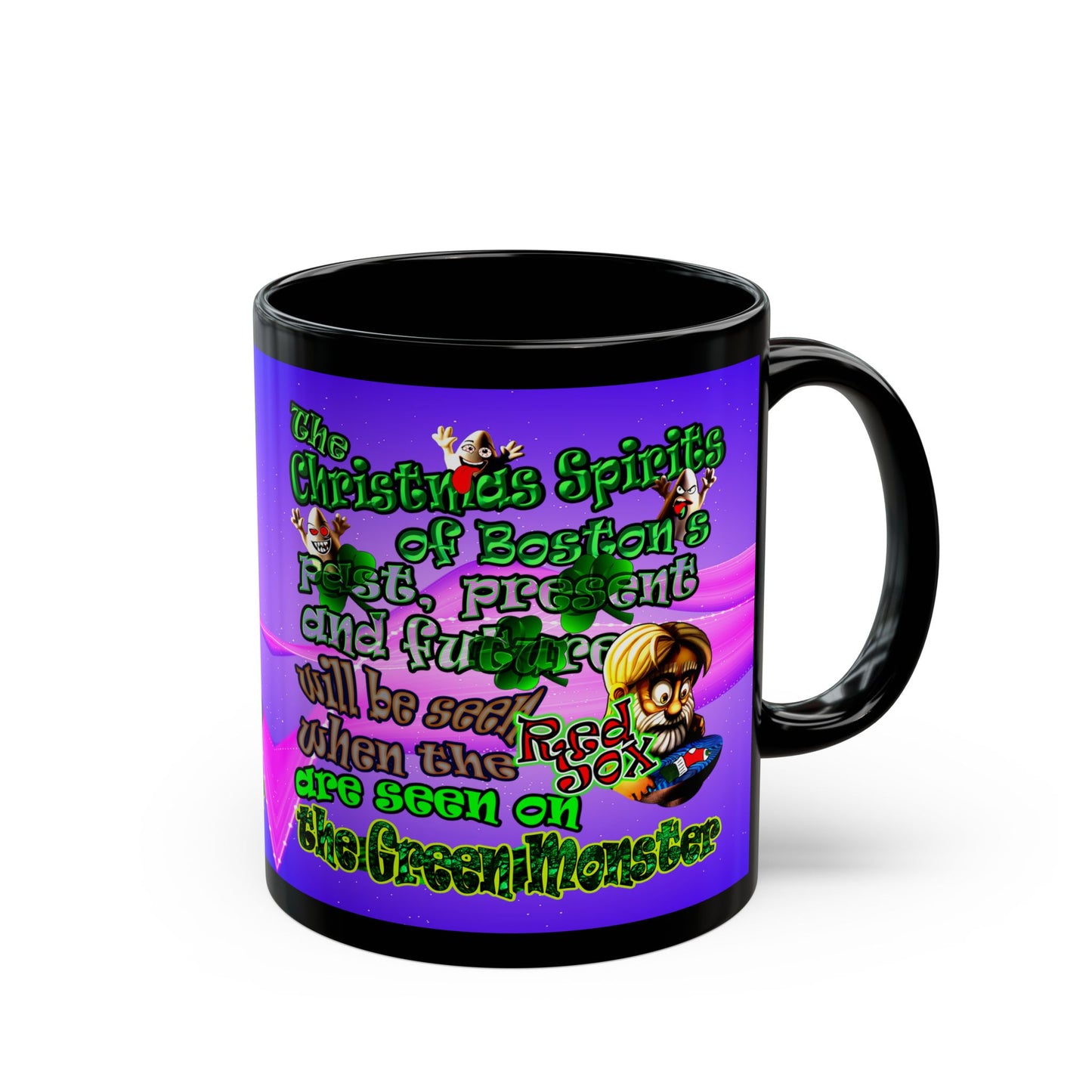 christmas spirits of boston - Black Mug (purple-pink wave)
