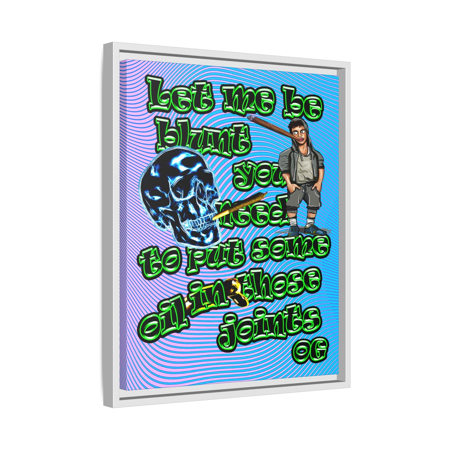 og - framed canvas art (light blue-purple wave)