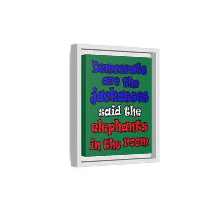 donkeys and elephants - framed canvas art (dark green)