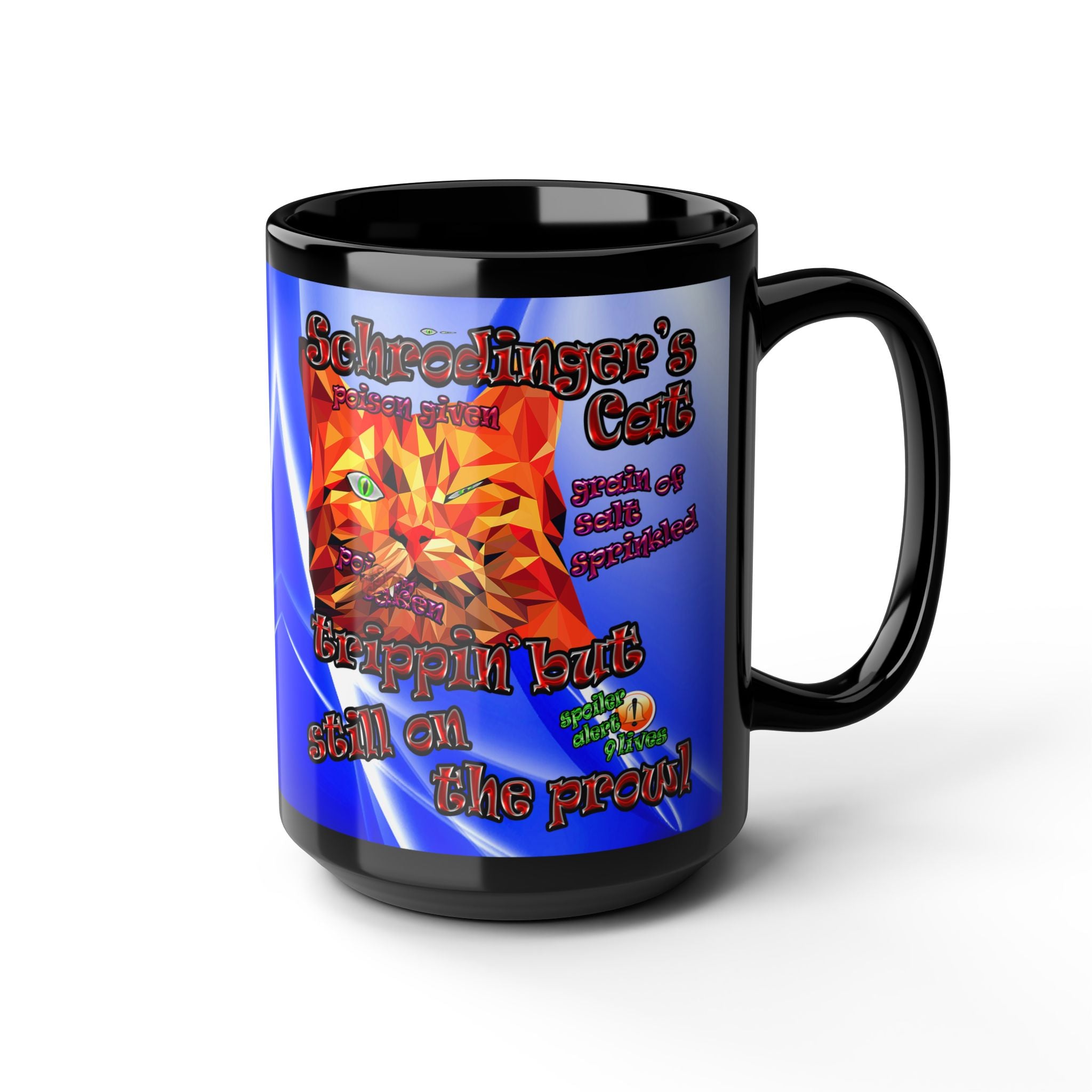 schrodinger's cat - Black Mug (blue-white wave)