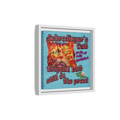 schrodinger's cat - framed canvas art (faded blue)