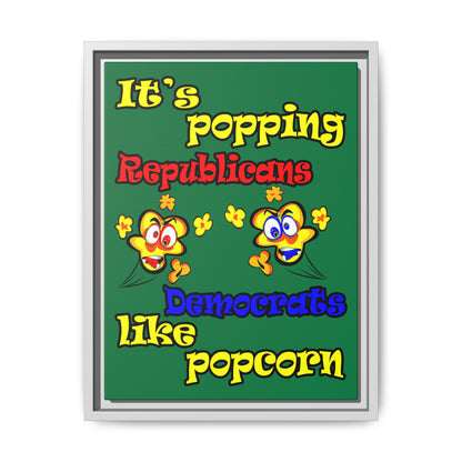 popping like popcorn - framed canvas art (dark green)