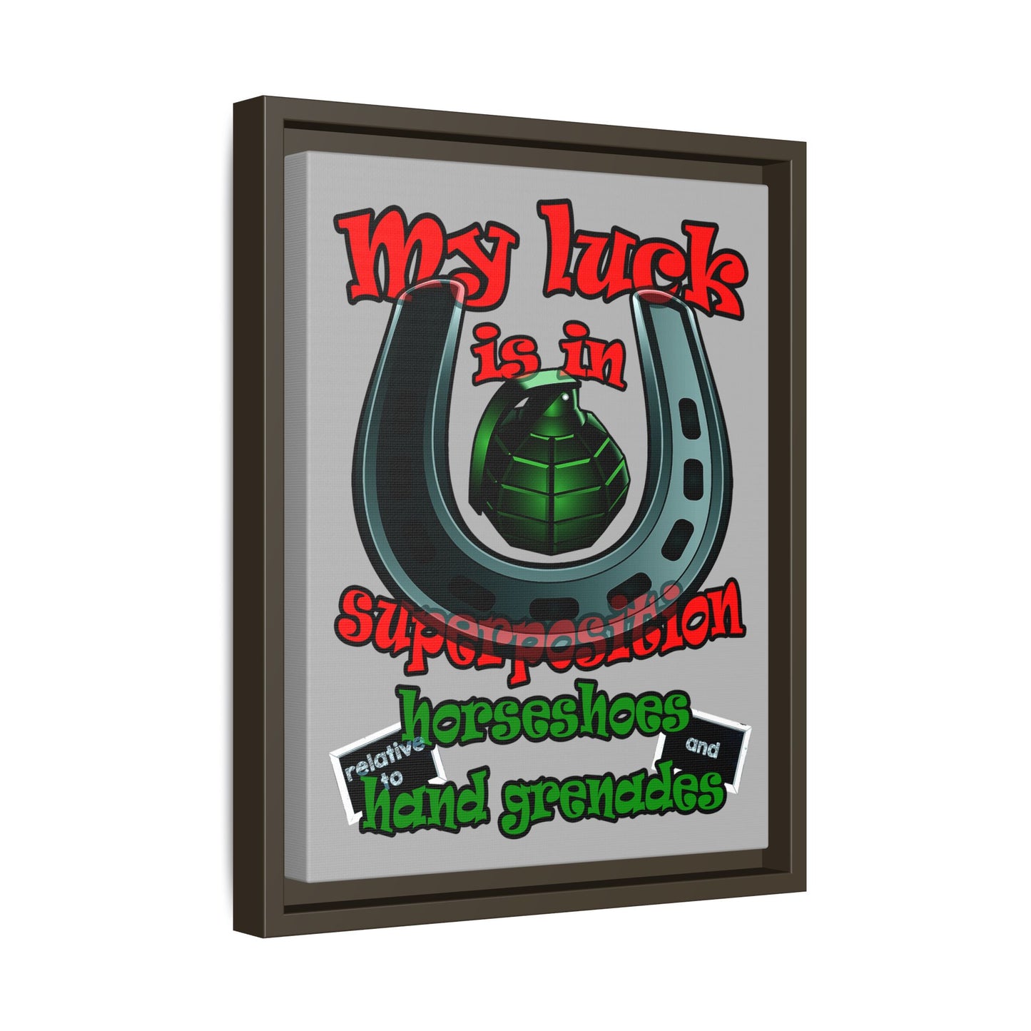 my luck - framed canvas art (light grey)