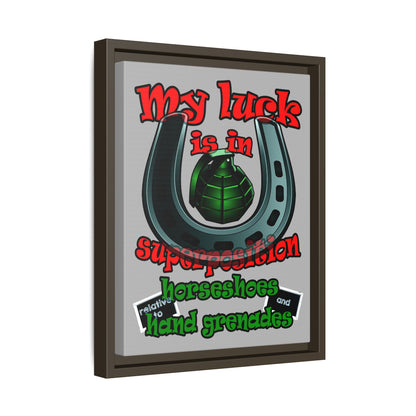 my luck - framed canvas art (light grey)