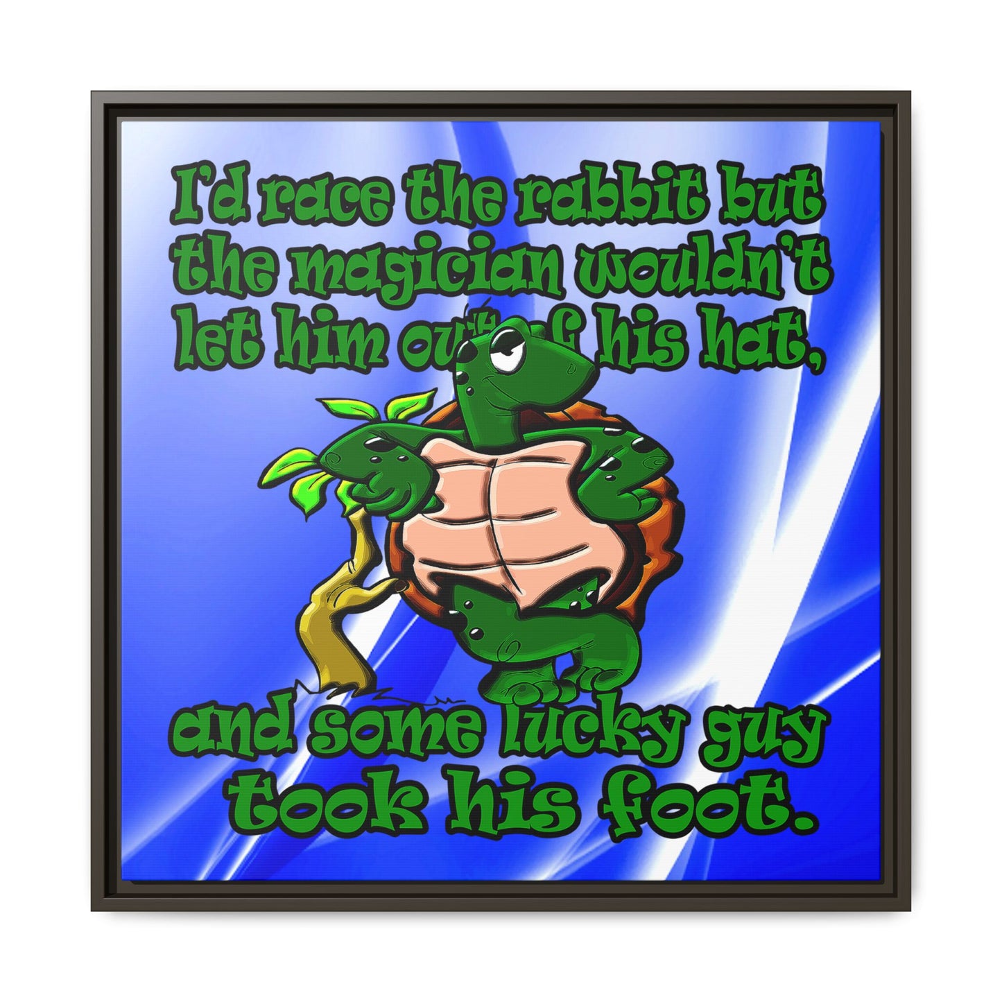 turtle race - framed canvas art (blue-white wave)