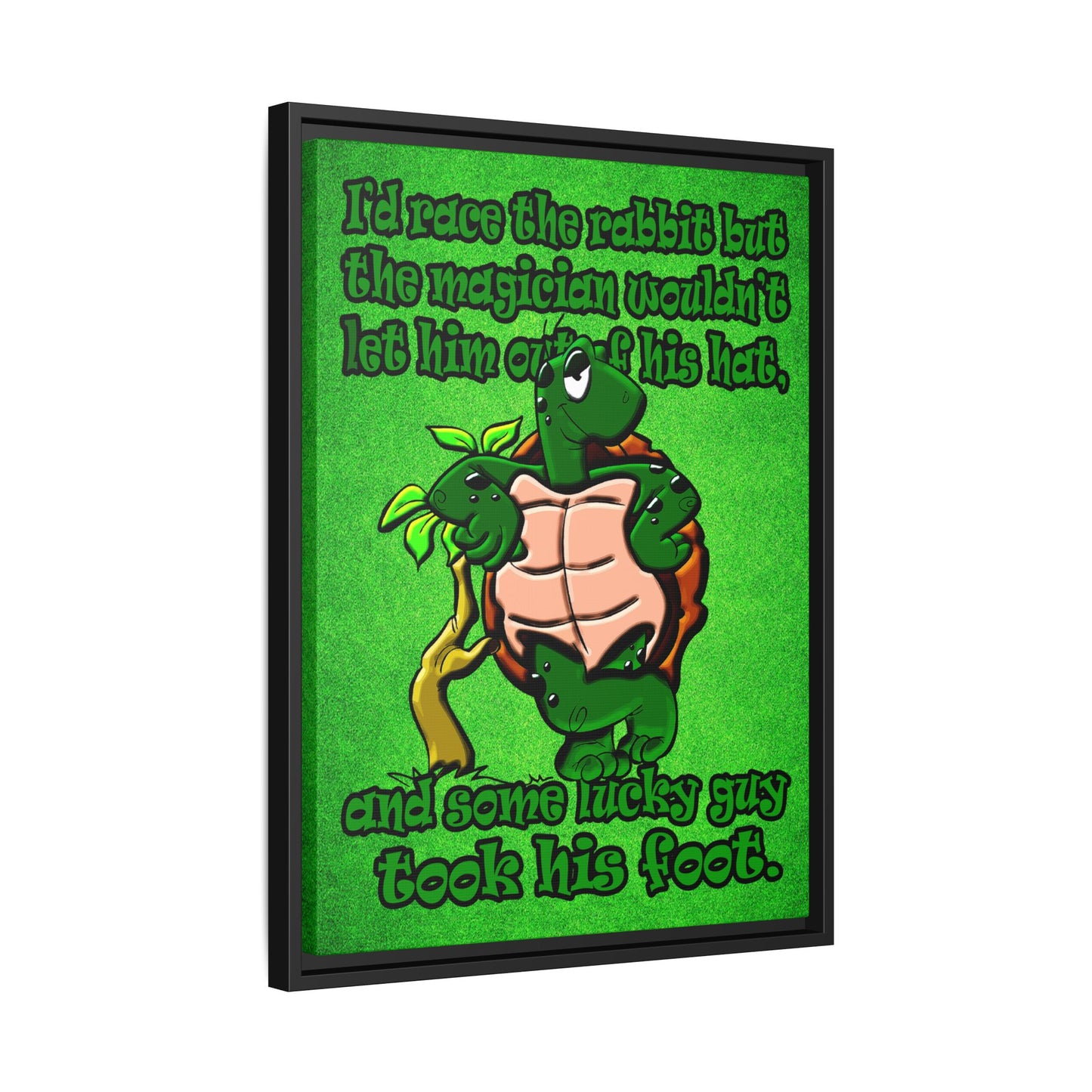 turtle race - framed canvas art (green turf)