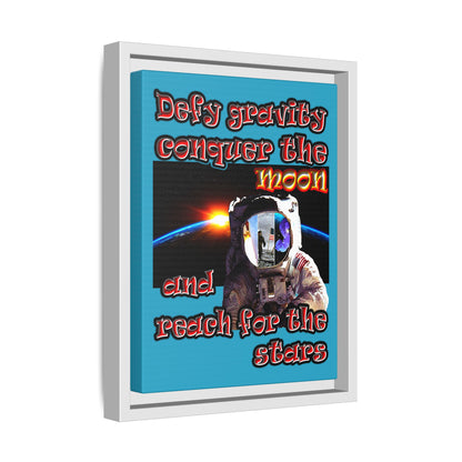 defy conquer reach - framed canvas art (turquoise)
