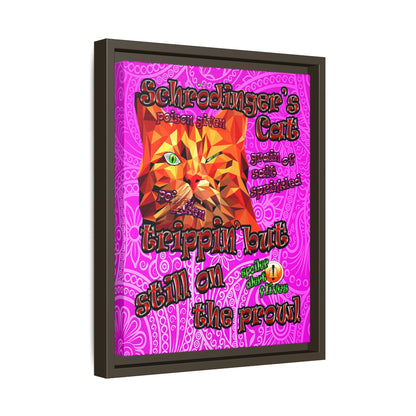 schrodinger's cat - framed canvas art (pink swirl)