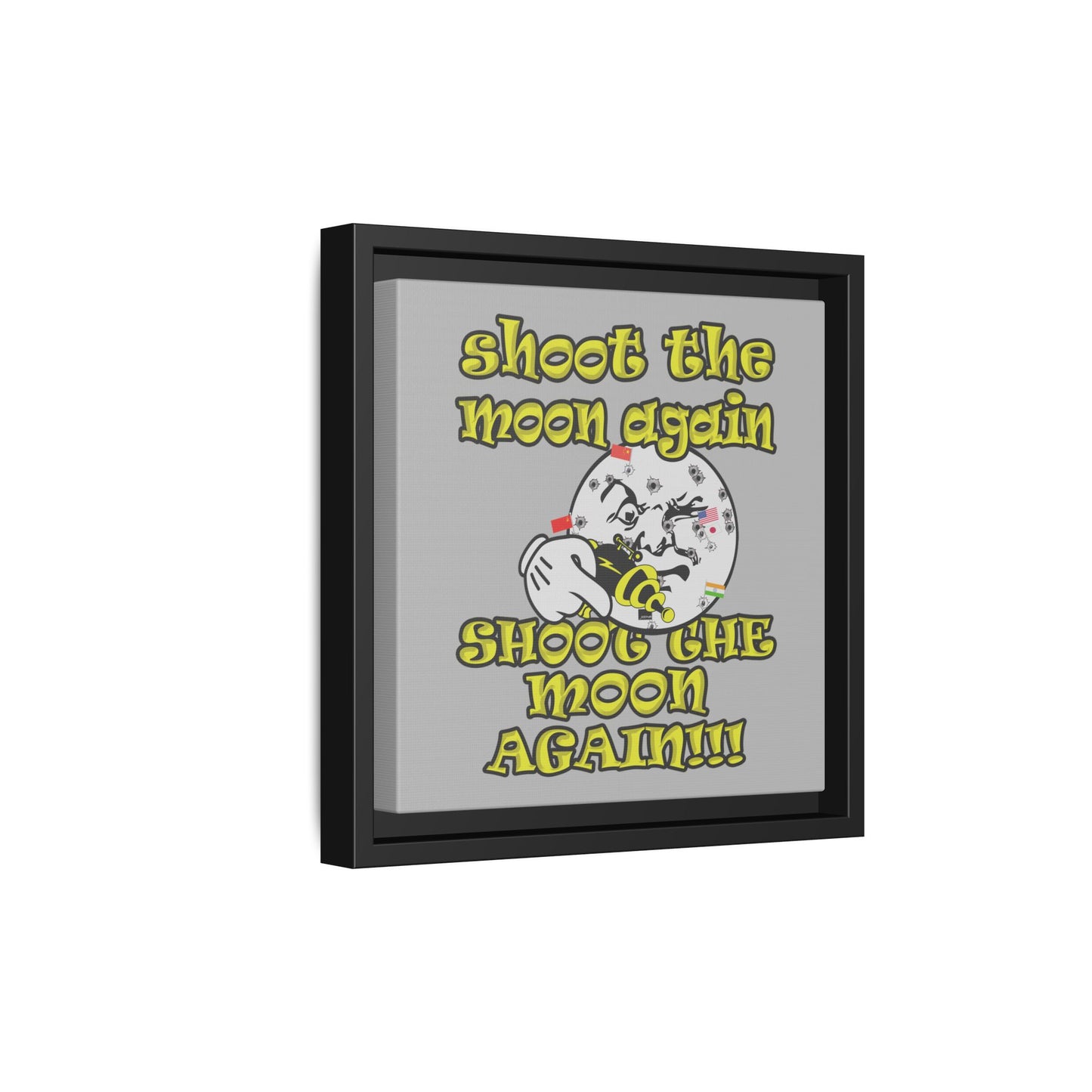 shoot the moon again - framed canvas art (light grey)