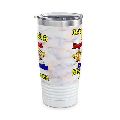 popping like popcorn - Ringneck Tumbler, 20oz (white marble)
