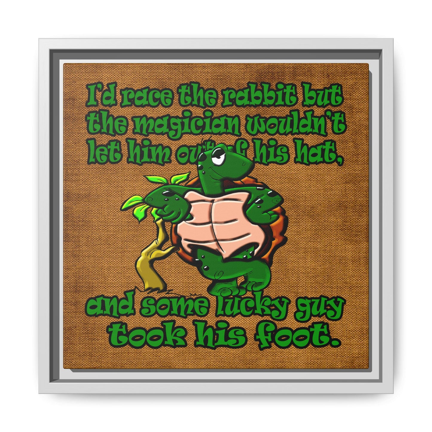 turtle race - framed canvas art (brown papyrus)