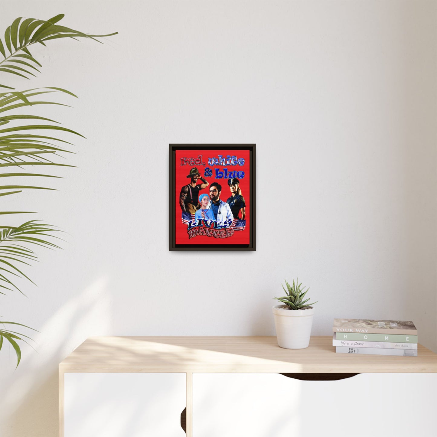 rw&b lives matter - framed canvas art (red)