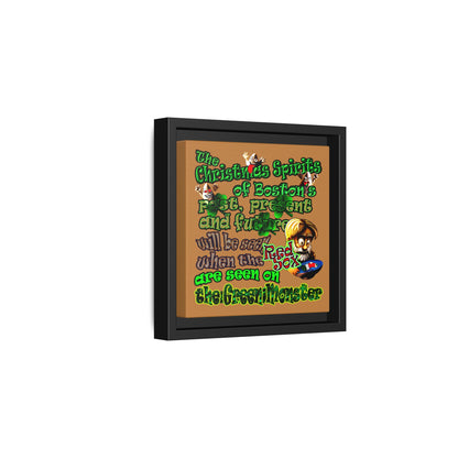 christmas spirits of boston - framed canvas art (light brown)
