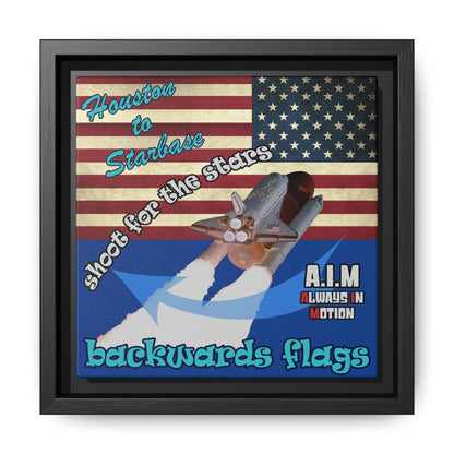 shoot for the stars - framed canvas art (dark blue)