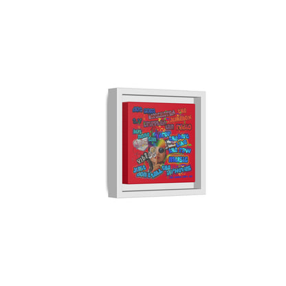 drop the beat - framed canvas art (dark red)